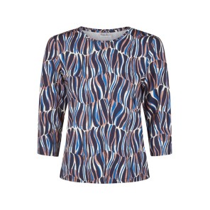 Barbara Lebek shirt Marine Bruin Ecru print